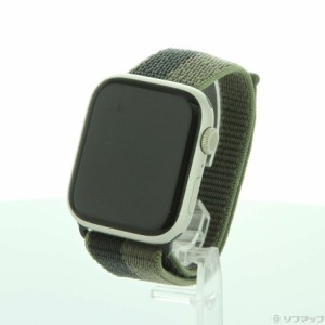 (中古)Apple Apple Watch Series 7 GPS 45mm スターライトアルミニウムケース トルネード/グレイスポーツループ(349-ud)