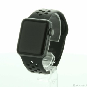 (中古)Watch Series 3 Nike+ GPS 38mm スペースグレイアルミニウムケース アンスラサイト/ブラックNikeスポーツバンド(258-ud)