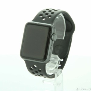 (中古)Watch Series 3 Nike+ GPS 38mm スペースグレイアルミニウムケース アンスラサイト/ブラックNikeスポーツバンド(251-ud)