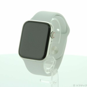 (中古)Apple Apple Watch Series 6 GPS + Cellular 44mm シルバーステンレススチールケース ホワイトスポーツバンド(198-ud)