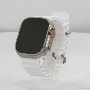 (中古)Apple (展示品) Apple Watch Ultra GPS + Cellular 49mm チタニウムケース ホワイトオーシャンバンド(276-ud)