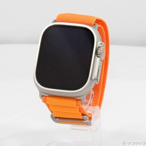 (中古)Apple (展示品) Apple Watch Ultra GPS + Cellular 49mm チタニウムケース オレンジアルパインループ(344-ud)