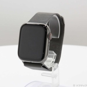 (中古)Apple (展示品) Apple Watch Series 8 GPS + Cellular 45mm ステンレススチールケース グラファイトミラネーゼループ(258-ud)