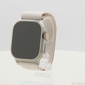 (中古)Apple Apple Watch Ultra GPS + Cellular 49mm チタニウムケース スターライトアルパインループ(368-ud)