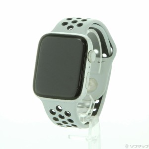 (中古)Apple Apple Watch SE 第1世代 Nike GPS 44mm シルバーアルミニウムケース ピュアプラチナム/ブラックNikeスポーツバンド(352-ud)
