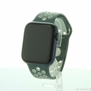 (中古)Apple Apple Watch Series 6 GPS 44mm ブルーアルミニウムケース アスタ/ライトシルバーNikeスポーツバンド(384-ud)