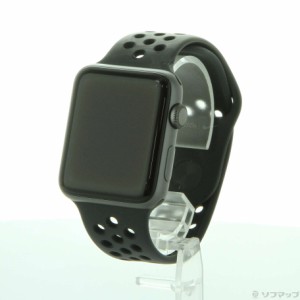 (中古)Watch Series 3 Nike+ GPS 42mm スペースグレイアルミニウムケース アンスラサイト/ブラックNikeスポーツバンド(258-ud)