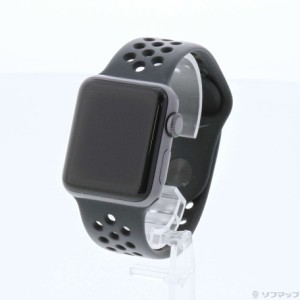 (中古)Watch Series 3 Nike+ GPS 38mm スペースグレイアルミニウムケース アンスラサイト/ブラックNikeスポーツバンド(352-ud)