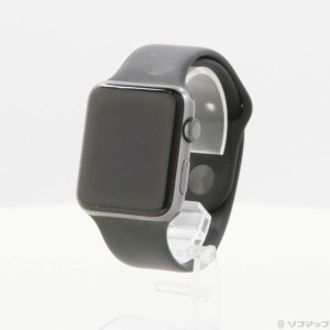 (中古)Apple Apple Watch Series 3 GPS 42mm スペースグレイアルミニウムケース ブラックスポーツバンド(349-ud)