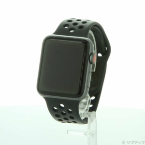 (中古)Watch Series 3 GPS + Cellular 42mm スペースグレイアルミニウムケース アンスラサイト/ブラックNikeスポーツバンド(377-ud)