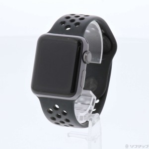 (中古)Watch Series 3 Nike+ GPS 38mm スペースグレイアルミニウムケース アンスラサイト/ブラックNikeスポーツバンド(198-ud)