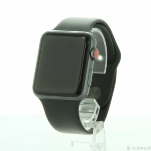 (中古)Apple Apple Watch Series 3 GPS + Cellular 42mm スペースグレイアルミニウムケース ブラックスポーツバンド(377-ud)
