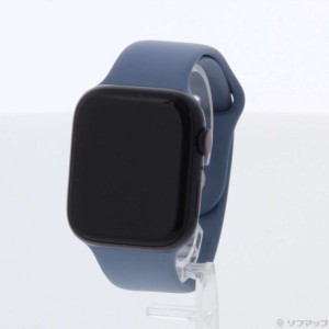 (中古)Apple Apple Watch Series 8 GPS + Cellular 45mm ミッドナイトアルミニウムケース スレートブルースポーツバンド(348-ud)