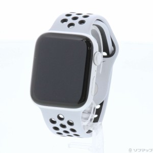 (中古)Apple Apple Watch SE 第1世代 Nike GPS 44mm シルバーアルミニウムケース ピュアプラチナム/ブラックNikeスポーツバンド(276-ud)