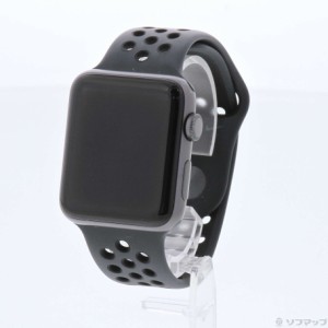 (中古)Watch Series 3 Nike+ GPS 42mm スペースグレイアルミニウムケース アンスラサイト/ブラックNikeスポーツバンド(344-ud)