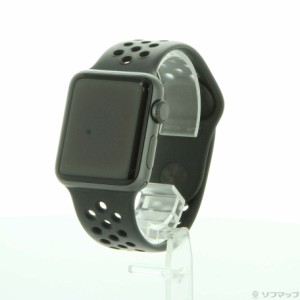 (中古)Watch Series 3 Nike+ GPS 38mm スペースグレイアルミニウムケース アンスラサイト/ブラックNikeスポーツバンド(377-ud)