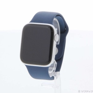 (中古)Apple Apple Watch SE 第1世代 GPS 44mm シルバーアルミニウムケース アビスブルースポーツバンド(348-ud)
