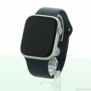 (中古)Apple Apple Watch Series 9 GPS 45mm シルバーアルミニウムケース ストームブルースポーツバンド(352-ud)