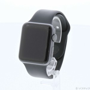(中古)Apple Apple Watch Series 3 GPS 42mm スペースグレイアルミニウムケース ブラックスポーツバンド(377-ud)
