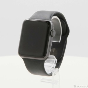 (中古)Apple Apple Watch Series 3 GPS 42mm スペースグレイアルミニウムケース ブラックスポーツバンド(297-ud)