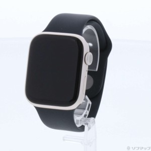 (中古)Apple Apple Watch Series 9 GPS 45mm スターライトアルミニウムケース ミッドナイトスポーツバンド(352-ud)