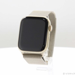 (中古)Apple Apple Watch Series 8 GPS + Cellular 45mm ゴールドステンレススチールケース ゴールドミラネーゼループ(258-ud)