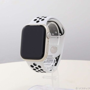 (中古)Apple Apple Watch Series 8 GPS 45mm スターライトアルミニウムケース サミットホワイト/ブラックNikeスポーツバンド(258-ud)