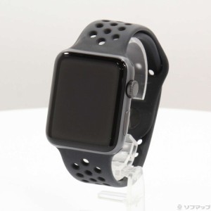 (中古)Watch Series 3 Nike+ GPS 42mm スペースグレイアルミニウムケース アンスラサイト/ブラックNikeスポーツバンド(269-ud)