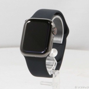 (中古)Apple Apple Watch Series 9 GPS + Cellular 41mm グラファイトステンレススチールケース ミッドナイトスポーツバンド(262-ud)