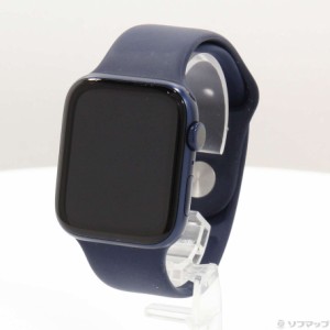 (中古)Apple Apple Watch Series 6 GPS 44mm ブルーアルミニウムケース ディープネイビースポーツバンド(297-ud)