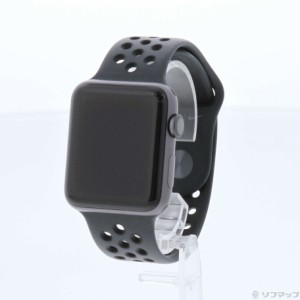 (中古)Watch Series 3 Nike+ GPS 42mm スペースグレイアルミニウムケース アンスラサイト/ブラックNikeスポーツバンド(258-ud)