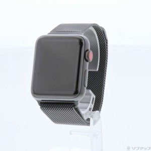 (中古)Watch Series 3 GPS + Cellular 42mm スペースブラックステンレススチールケース スペースブラックミラネーゼループ(377-ud)