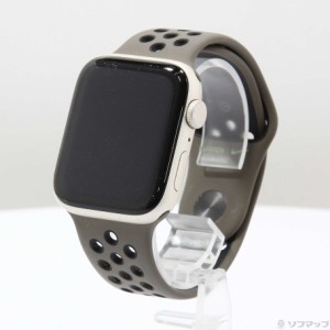 (中古)Apple Apple Watch SE 第2世代 GPS 44mm スターライトアルミニウムケース カーゴカーキNikeスポーツバンド(262-ud)