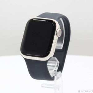 (中古)Apple Apple Watch Series 9 GPS + Cellular 41mm スターライトアルミニウムケース ミッドナイトソロループ(262-ud)