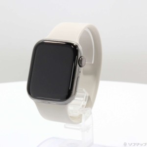 (中古)Apple Apple Watch Series 7 GPS + Cellular 45mm グラファイトステンレススチールケース スターライトソロループ(258-ud)