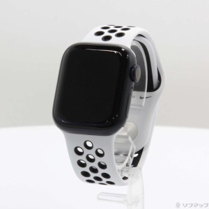 (中古)Apple Apple Watch Series 8 GPS 41mm ミッドナイトアルミニウムケース サミットホワイト/ブラックNikeスポーツバンド(344-ud)