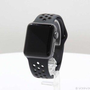 (中古)Watch Series 3 Nike+ GPS 38mm スペースグレイアルミニウムケース アンスラサイト/ブラックNikeスポーツバンド(262-ud)