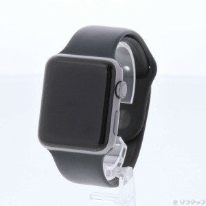 (中古)Apple Apple Watch Series 3 GPS 42mm スペースグレイアルミニウムケース ブラックスポーツバンド(262-ud)