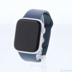 (中古)Apple Apple Watch Series 9 GPS 45mm シルバーアルミニウムケース ストームブルースポーツバンド(258-ud)