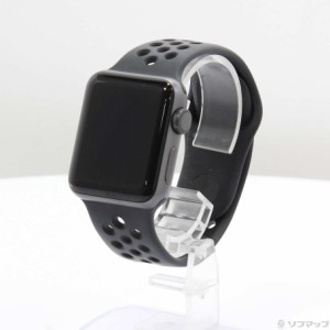 (中古)Watch Series 3 Nike+ GPS 38mm スペースグレイアルミニウムケース アンスラサイト/ブラックNikeスポーツバンド(262-ud)