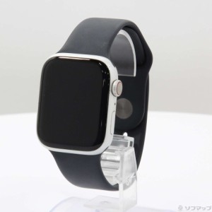 (中古)Apple Apple Watch Series 8 GPS + Cellular 45mm シルバーアルミニウムケース ミッドナイトスポーツバンド(349-ud)