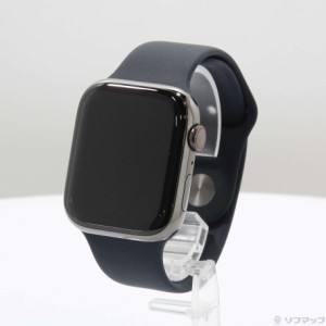 (中古)Apple Apple Watch Series 7 GPS + Cellular 45mm グラファイトステンレススチールケース ミッドナイトスポーツバンド(262-ud)