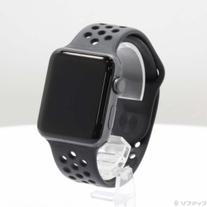 (中古)Watch Series 3 Nike+ GPS 42mm スペースグレイアルミニウムケース アンスラサイト/ブラックNikeスポーツバンド(198-ud)