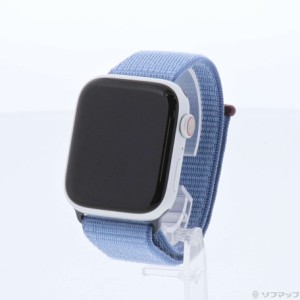 (中古)Apple (展示品) Apple Watch Series 9 GPS + Cellular 45mm シルバーアルミニウムケース ウィンターブルースポーツループ(344-ud)