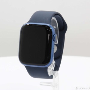 (中古)Apple Apple Watch Series 7 GPS 45mm ブルーアルミニウムケース アビスブルースポーツバンド(198-ud)