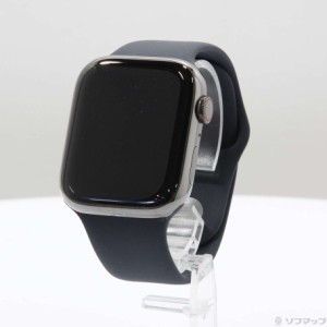 (中古)Apple Apple Watch Series 9 GPS + Cellular 45mm グラファイトステンレススチールケース ミッドナイトスポーツバンド(258-ud)