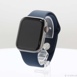 (中古)Apple Apple Watch Series 7 GPS + Cellular 45mm グラファイトステンレススチールケース アビスブルースポーツバンド(198-ud)