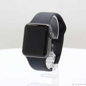 (中古)Apple Apple Watch Series 3 GPS 38mm スペースグレイアルミニウムケース ブラックスポーツバンド(297-ud)