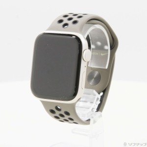 (中古)Apple Apple Watch SE 第2世代 GPS 44mm スターライトアルミニウムケース オリーブグレー/ブラックNikeスポーツバンド(276-ud)