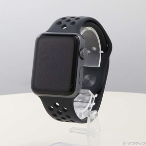 (中古)Watch Series 3 Nike+ GPS 42mm スペースグレイアルミニウムケース アンスラサイト/ブラックNikeスポーツバンド(368-ud)